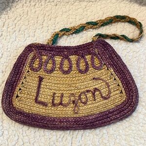 🧹 CLEARANCE | Antique Raffia Handmade Crocheted Bag. Made in Philippines 1950s.